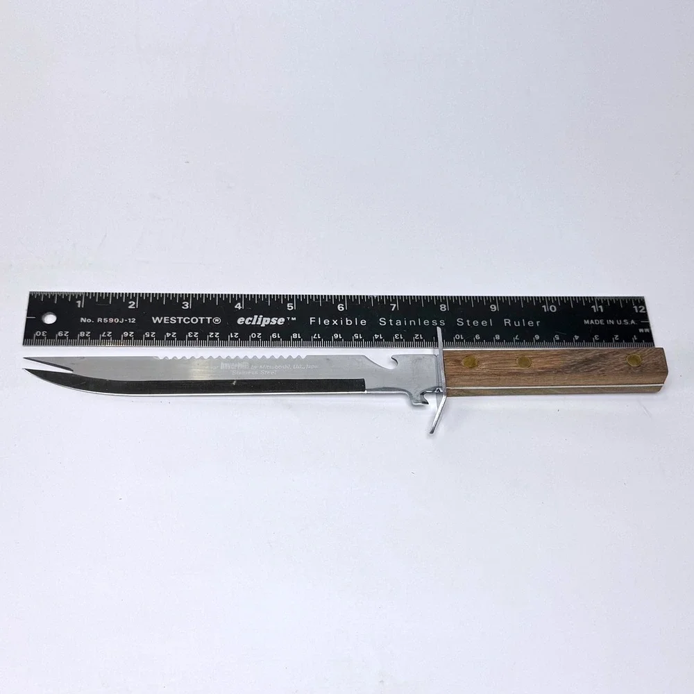 Vintage Haverhill's Mitsuboshi Japan Fishing Camp Knife Stainless Steel Wood